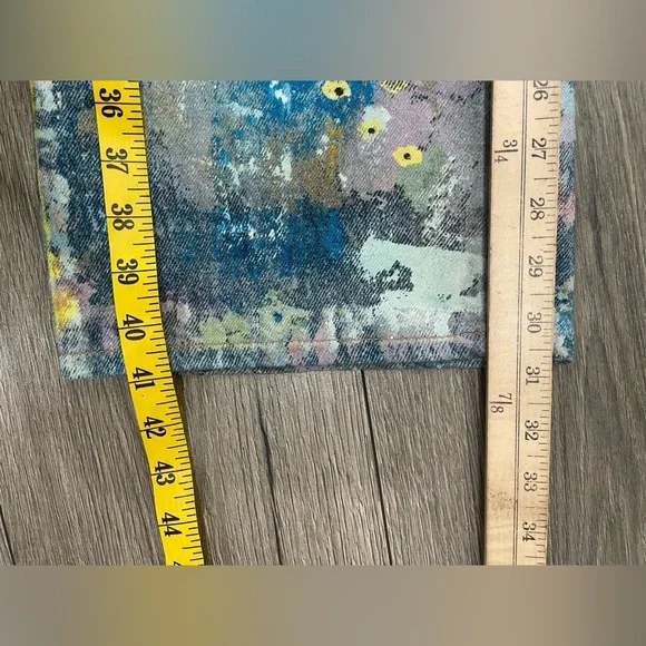 Free People Tennessee Low Rise Illusion Jeans Floral Canvas Paint Splatter Sz 28 - Picture 7 of 11